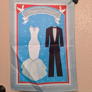 Evergreen Wedding Congratulations Garden Flag